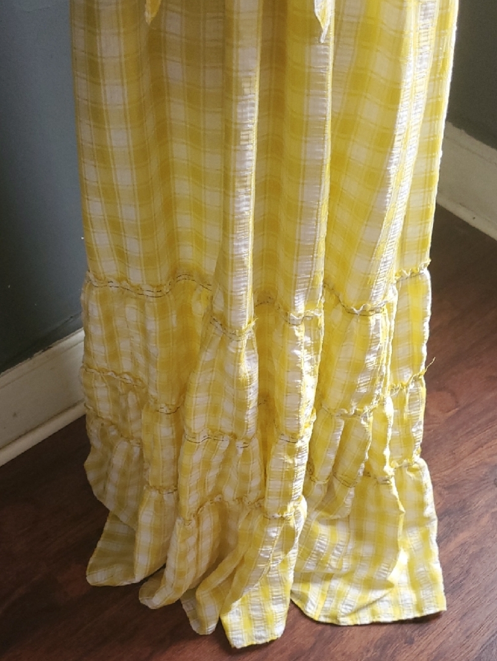 Free People Yellow Gingham Tiered V-Neck Maxi Dress - Picture 8 of 14